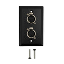 Single Gang 2 x XLR Locking Female Stainless Steel Wall Plate Kit - BLACK