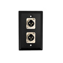 Single Gang 2 x XLR Locking Female Stainless Steel Wall Plate Kit - BLACK