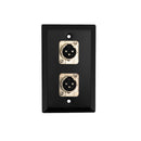 Single Gang 2 x XLR Male Stainless Steel Wall Plate Kit - BLACK