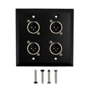 Double Gang 4 x XLR Male Stainless Steel Wall Plate Kit - BLACK