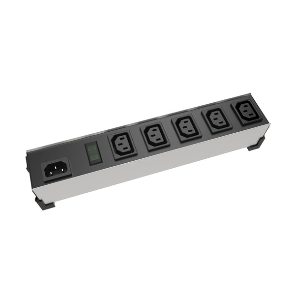 Hammond 6 Outlet Power Strip C14 Input, C13 Receptacles Aluminum - Black