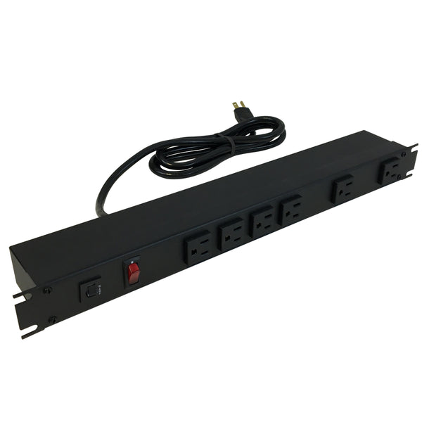 Hammond Power strip with surge - horizontal rackmount, 6ft cord, front 6-out 5-15R