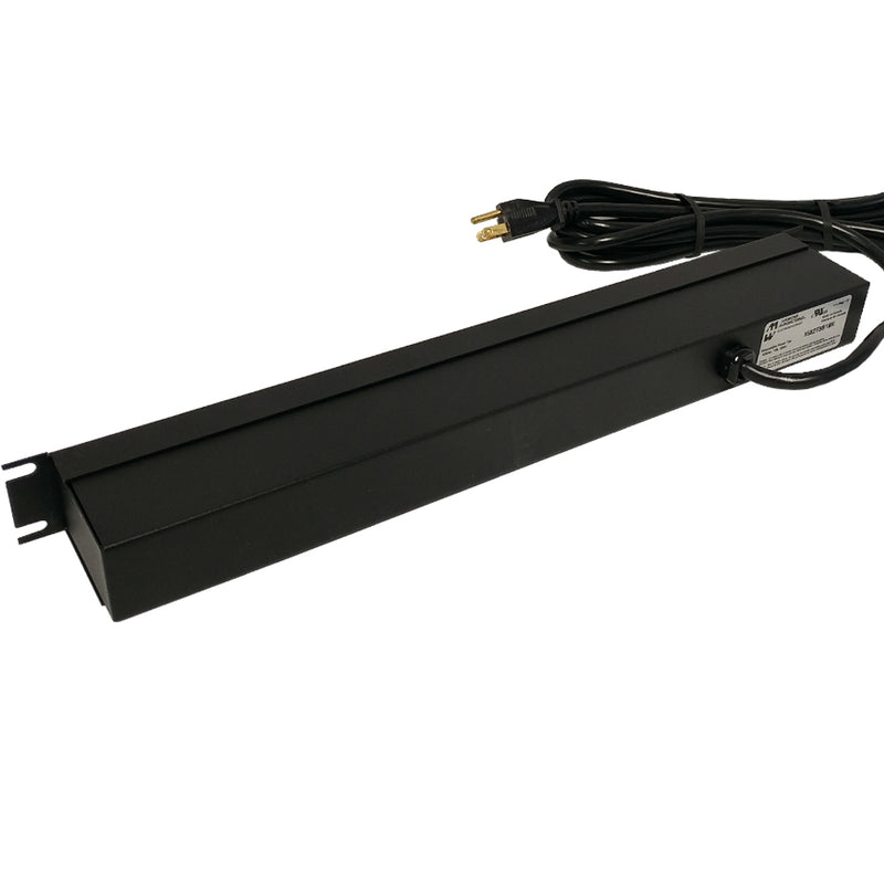 Hammond 19 Inch 8 Outlet Horizontal Rack Mount Power Strip - 15ft Cord, 5-15P Plug, 5-15R Front Receptacles