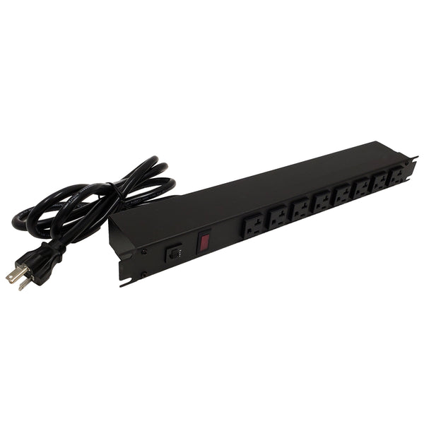 Hammond 19 inch 8 Outlet Horizontal Rack Mount Power Strip - 6ft Cord, 5-20P Plug, 5-20R Front Receptacles