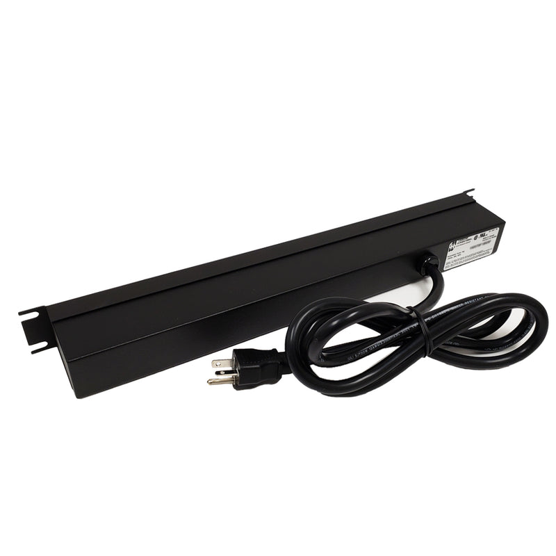 Hammond 19 inch 8 Outlet Horizontal Rack Mount Power Strip - 6ft Cord, 5-20P Plug, 5-20R Front Receptacles