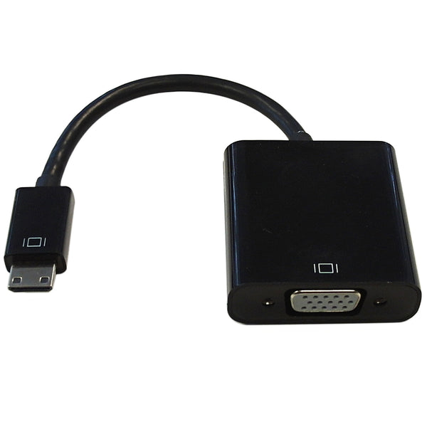 6 inch Mini-HDMI Male + 3.5mm Female Adapter Black - Digital Camera/Camcorder to VGA Display