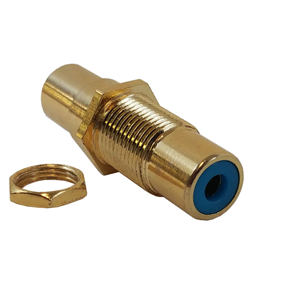 RCA Female to Female Bulkhead, Gold Plated - Blue