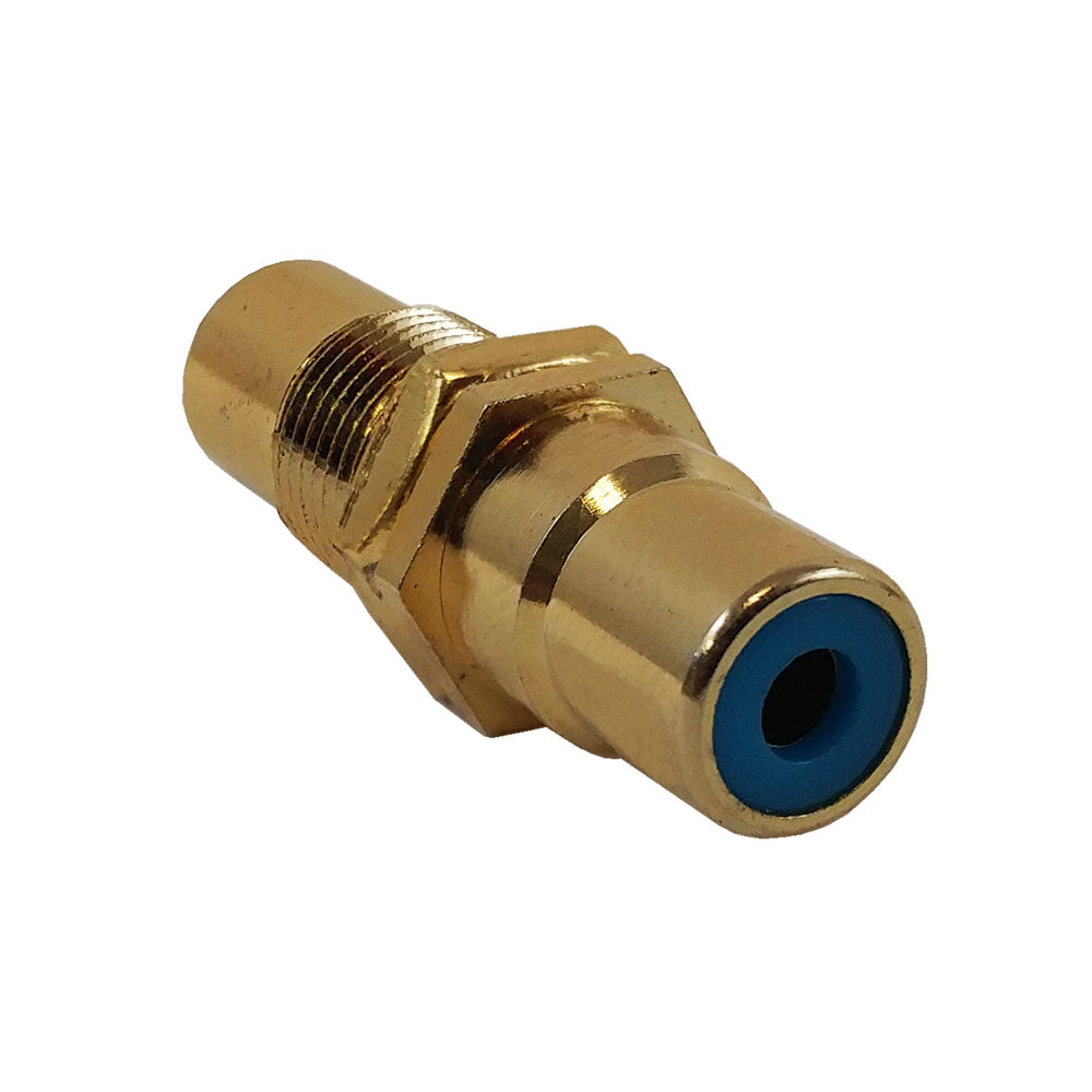 RCA Female to Female Bulkhead, Gold Plated - Blue