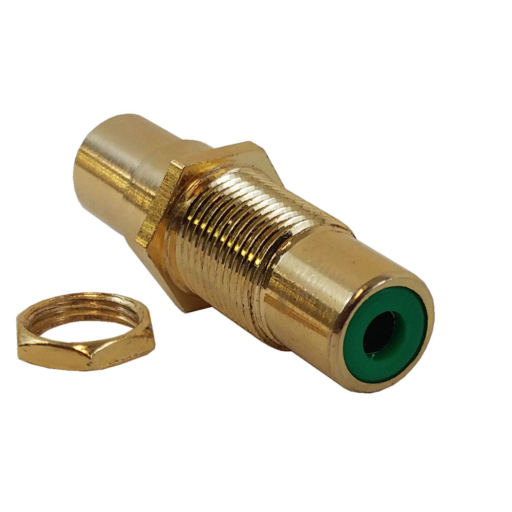 RCA Female to Female Bulkhead, Gold Plated - Green