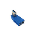 USB 3.0 Left Angle A Male to A Female Adapter - Blue