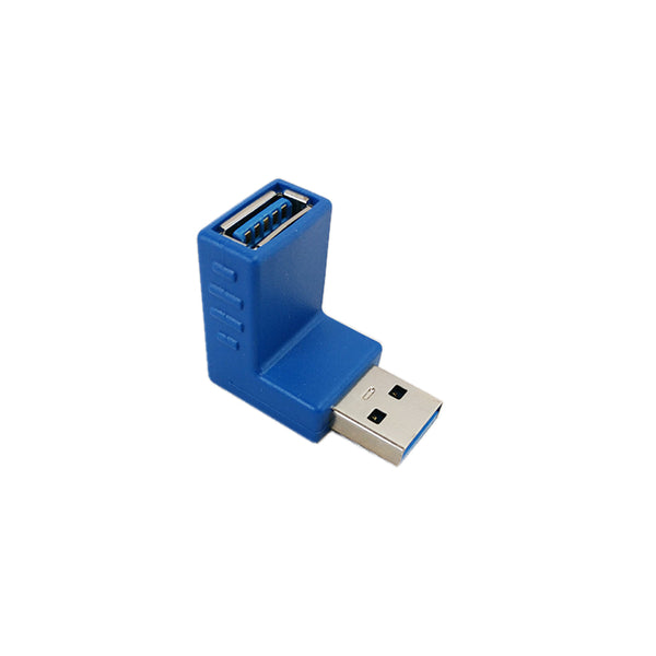 USB 3.0 Male to A Female 90 degree Adapter - Blue
