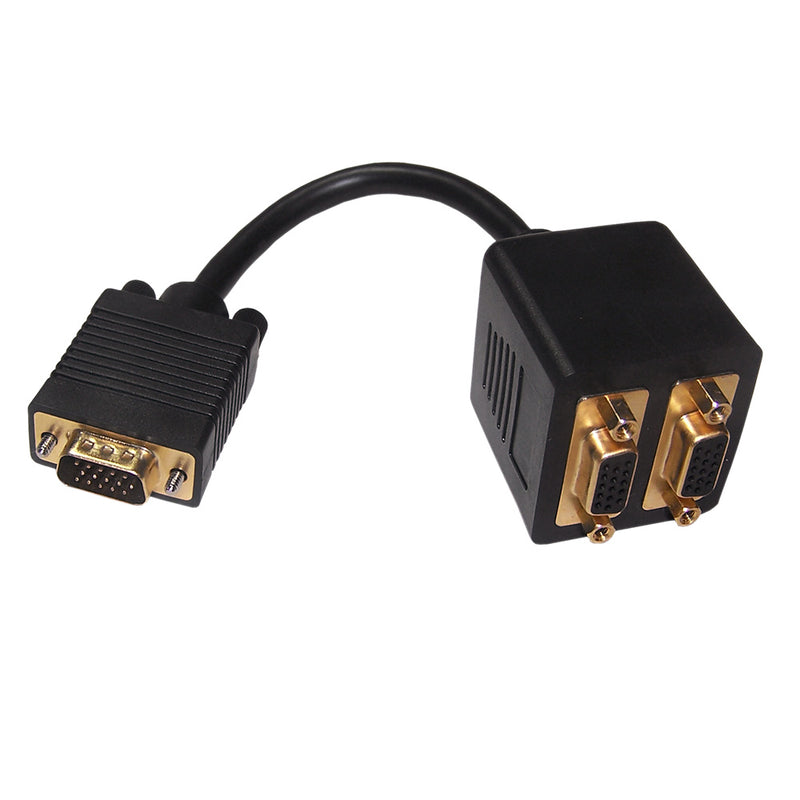 Male to 2x VGA Female Block Splitter Cable