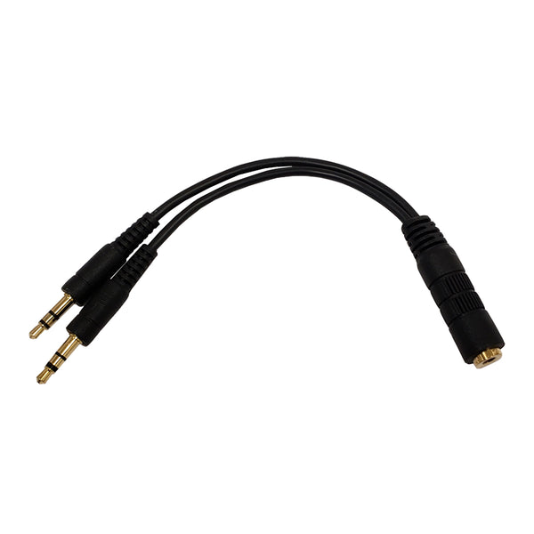 6 inch Molded Female to 2x 3.5mm Male Audio Cable