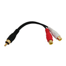 6 inch Molded Single RCA Male to 2x RCA Female Audio Cable