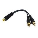 6 inch RCA Female to 2x RCA Male Y - Splitter Audio Cable
