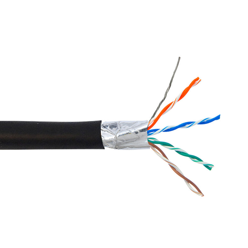 Direct Paired Cable 1000ft 4 Pair CAT5E 350Mhz Shielded FTP Solid UV / Direct Burial Bulk