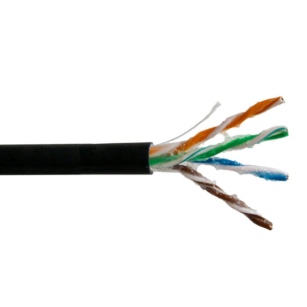 1000ft 4 Pair CAT5E 350Mhz UTP Solid UV / Direct Burial Gel Filled Bulk Cable - Black