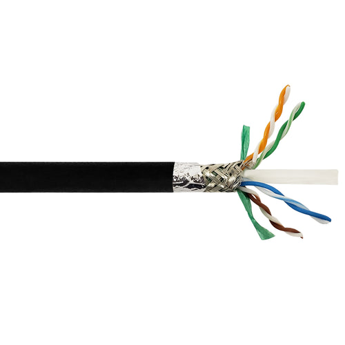 CAT6A Hi-Flex Rugged 4 Pair 26AWG SFTP Shielded Stranded Black Cable 