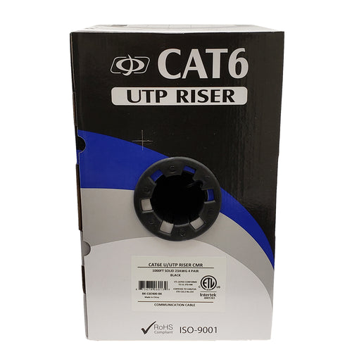 CAT6-BK, CAT6 ENHANCED 550 MHz 23 AWG SOLID BC, 4PR, UTP, CLASS E, UL CMR,  Eca, PVC JKT- BLACK