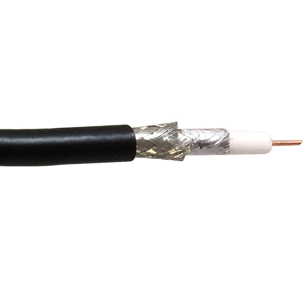 1000ft RG6 18AWG BC Bulk Cable Hd-Sdi 95% Braid + Foil - Black