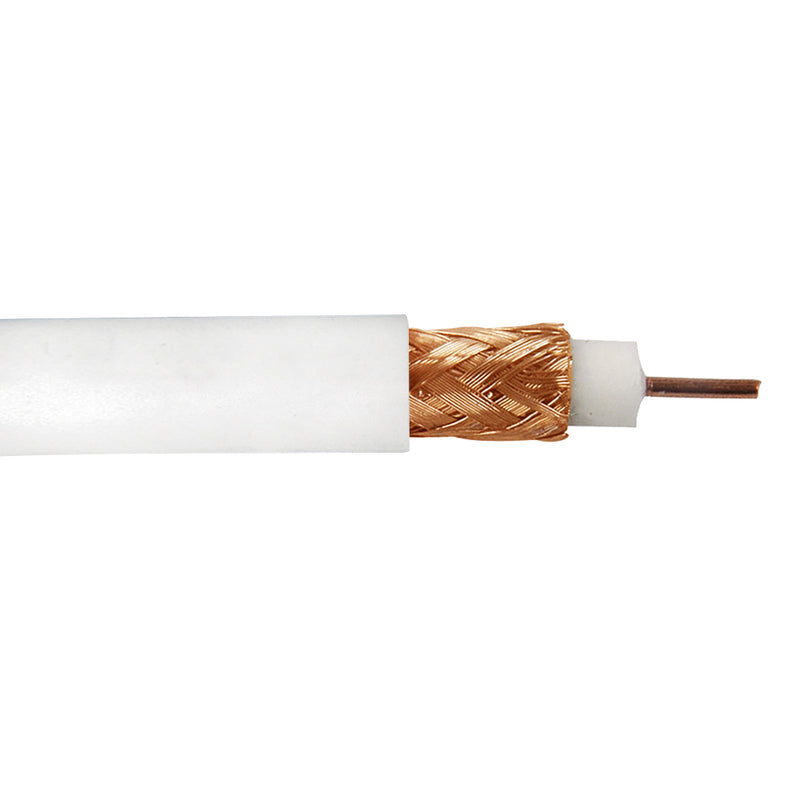 RG6 18AWG Solid Copper Covered Steel 60% AL Braid + 100% Foil 75 Ohm CMR Bulk Cable - Black