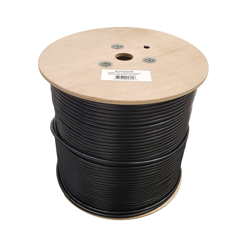 1000ft 15C 24AWG Stranded With Foil Shield Data Cable FT4 - Black