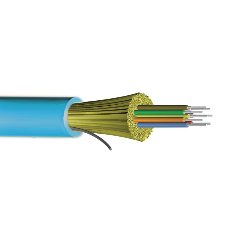 24-Fiber 50 Micron Multimode OM3 I/O AFL Corning ClearCurve OFNR Per Meter - Aqua