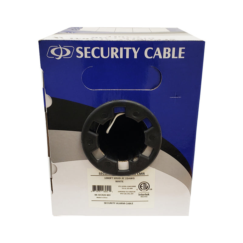 1000ft Station Z Quad Security 2C 22AWG Solid Cable CMR Riser - White