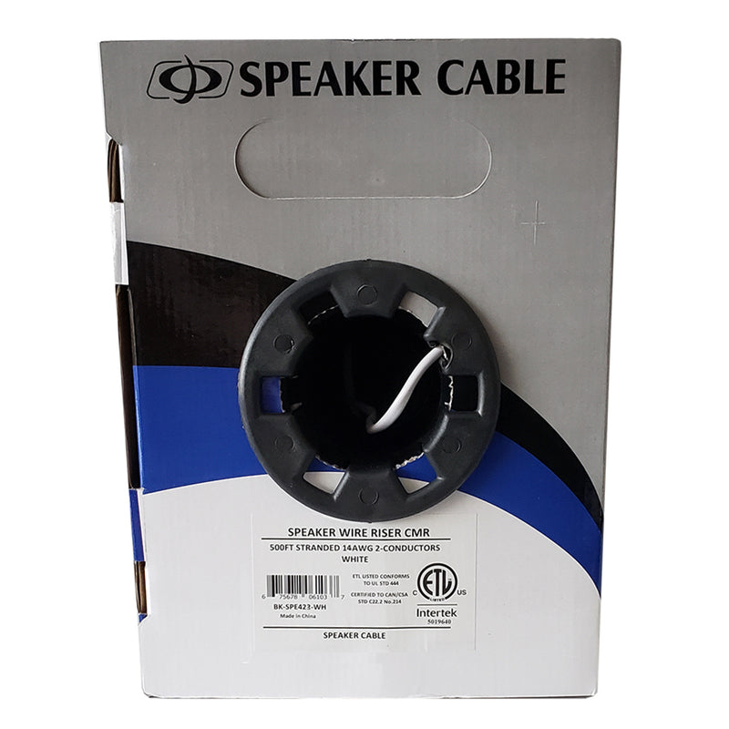 500ft 2C 14AWG In-Wall Bulk Speaker Cable CMR - White