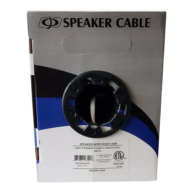 250ft 2C 12AWG In-Wall Bulk Speaker Cable CMR - White