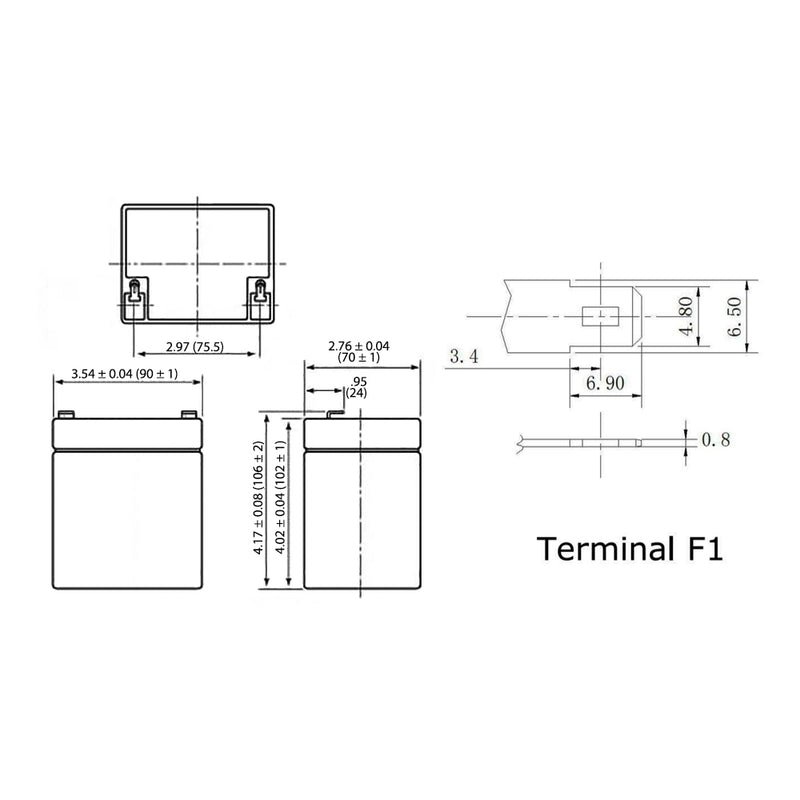 Sealed Lead Acid Battery 12V 5amp - F1 Terminals