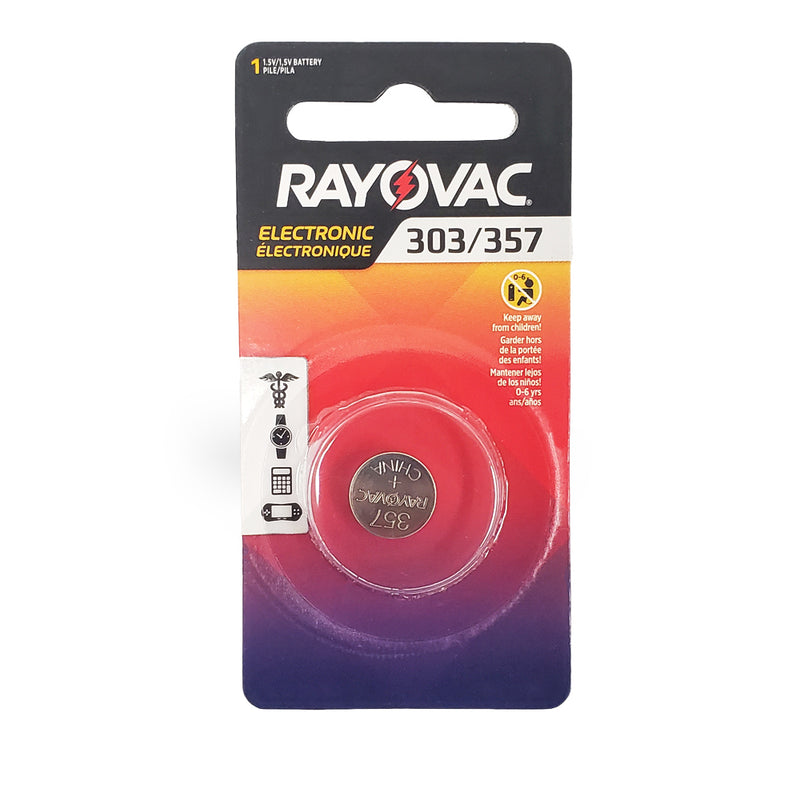 Rayovac Battery 1.5V size 303/357 Silver Oxide 1 per pack