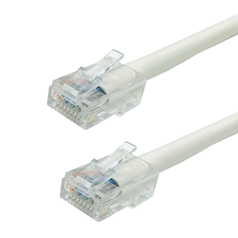 No Boot Custom RJ45 CAT5E 350MHz Assembled Patch Cable - White