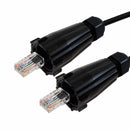 RJ45 Male with IP68 Shroud to RJ45 Male with IP68 Shroud CAT5E UTP Gel Filled Outdoor UV / Direct Burial Patch Cable - Black