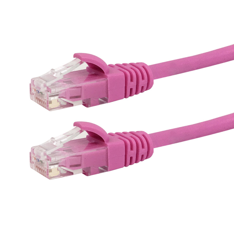 RJ45 Cat6 550MHz Molded Patch Cable - Premium Fluke® Patch Cable Certified - CMR Riser Rated - Pink
