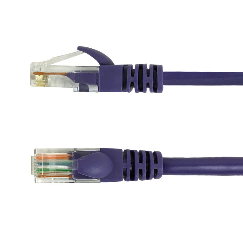 RJ45 Cat6 550MHz Molded Patch Cable - Premium Fluke® Patch Cable Certified - CMR Riser Rated - Purple