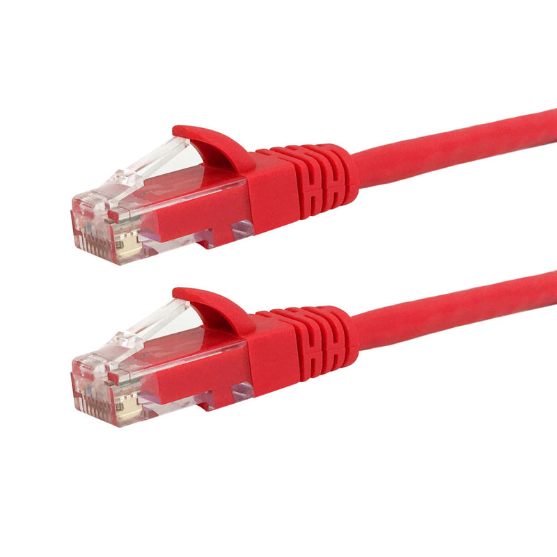 RJ45 Cat6 550MHz Molded Patch Cable - Premium Fluke® Patch Cable Certified - CMR Riser Rated - Red