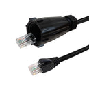 RJ45 Male with IP68 Shroud to RJ45 Cat6a UTP Outdoor UV / Direct Burial Patch Cable - Black