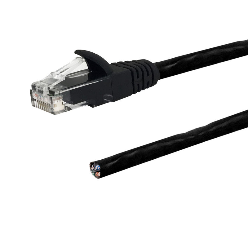 RJ45 to Blunt CAT6 Solid Pigtail Cable - Black