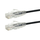 RJ45 Cat6 28AWG UTP Ultra-Thin Patch Cable - Premium Fluke® Patch Cable Certified - CMR Riser Rated - Black