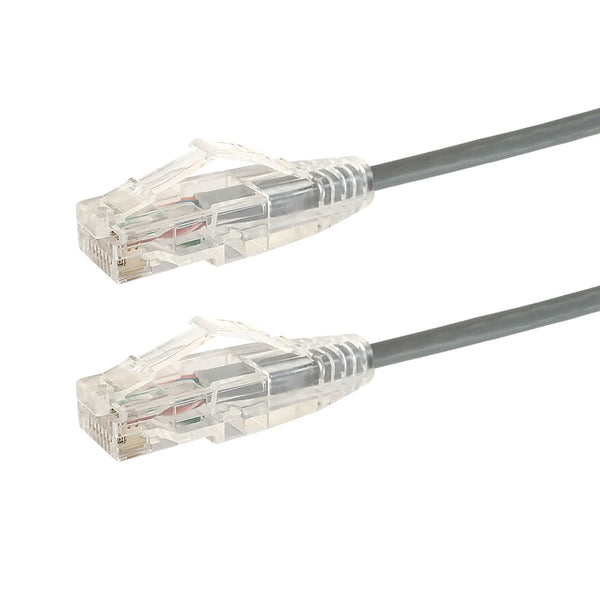 Cat6a UTP 10GB Ultra-Thin Patch Cable - Premium Fluke® Patch Cable Certified - CMR Riser Rated - Grey