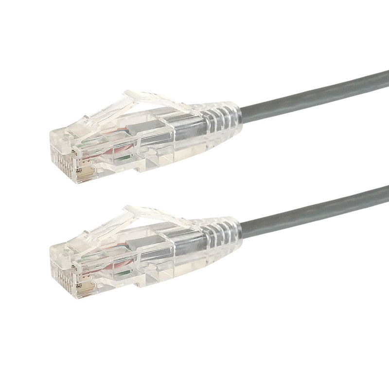 Cat6a UTP 10GB Ultra-Thin Patch Cable - Premium Fluke® Patch Cable Certified - CMR Riser Rated - Grey