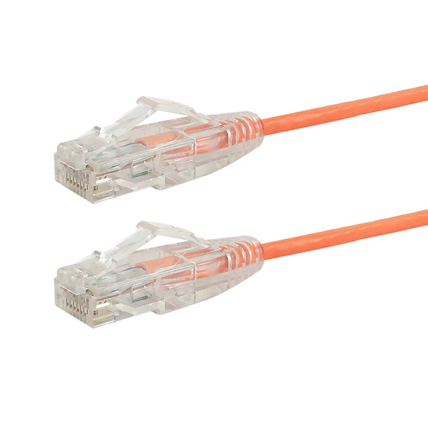 Cat6a UTP 10GB Ultra-Thin Patch Cable - Premium Fluke® Patch Cable Certified - CMR Riser Rated - Orange