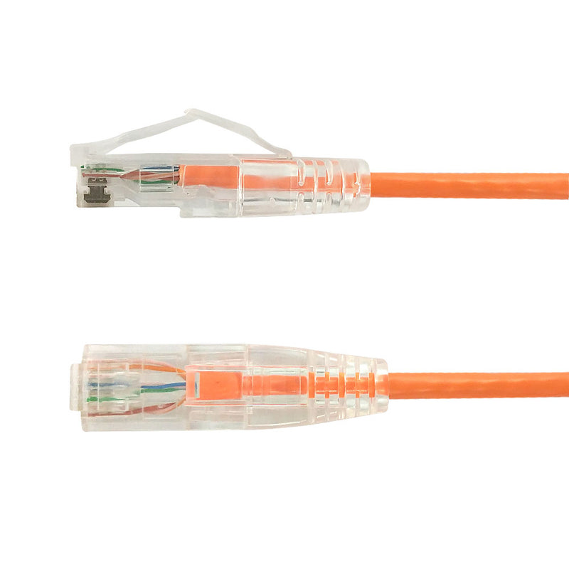 RJ45 Cat6 UTP Ultra-Thin Patch Cable - Premium Fluke® Patch Cable Certified - CMR Riser Rated - Orange