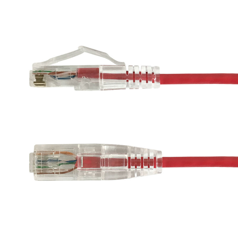RJ45 Cat6 UTP Ultra-Thin Patch Cable - Premium Fluke® Patch Cable Certified - CMR Riser Rated - Red