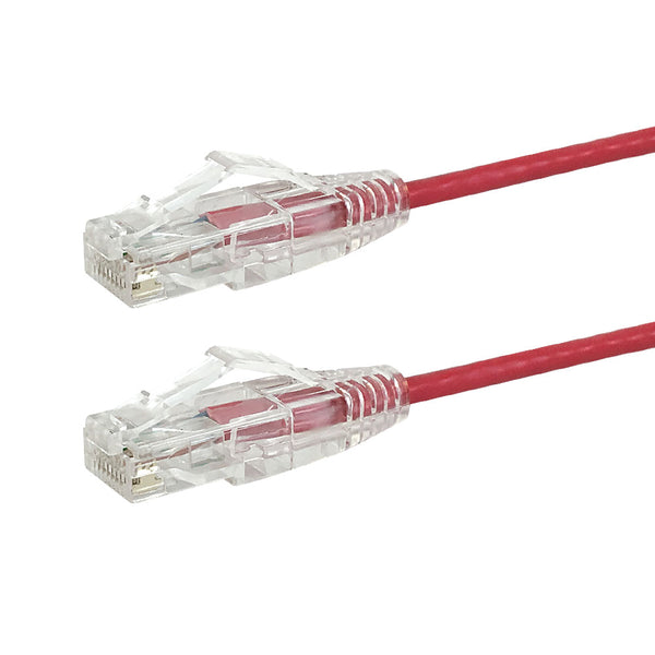 Cat6a UTP 10GB Ultra-Thin Patch Cable - Premium Fluke® Patch Cable Certified - CMR Riser Rated - Red