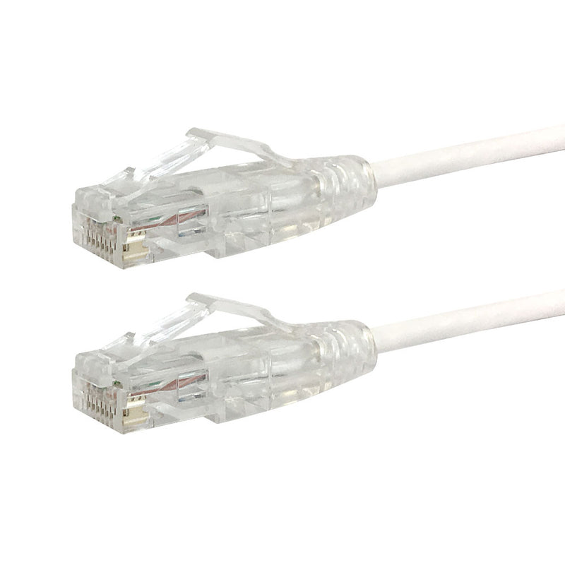 RJ45 Cat6 UTP Ultra-Thin Patch Cable - Premium Fluke® Patch Cable Certified - CMR Riser Rated - White
