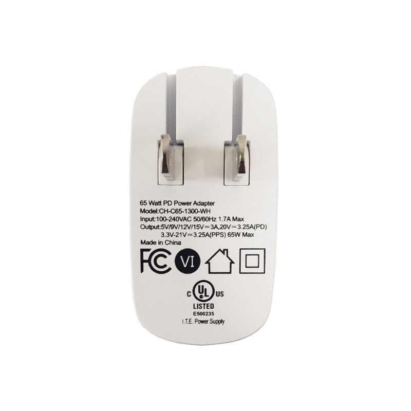 USB Wall Charger - 65W - USB Type-C - GaN & PPS - White