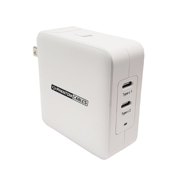 USB Travel Charger - 65W - USB Type-C (20W) - USB Type-C (60W) - GaN - White