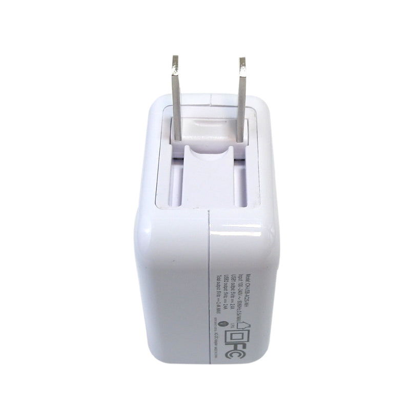 USB A female to AC 110V 2-port SMART Wall Charger 5V/2.4A - White